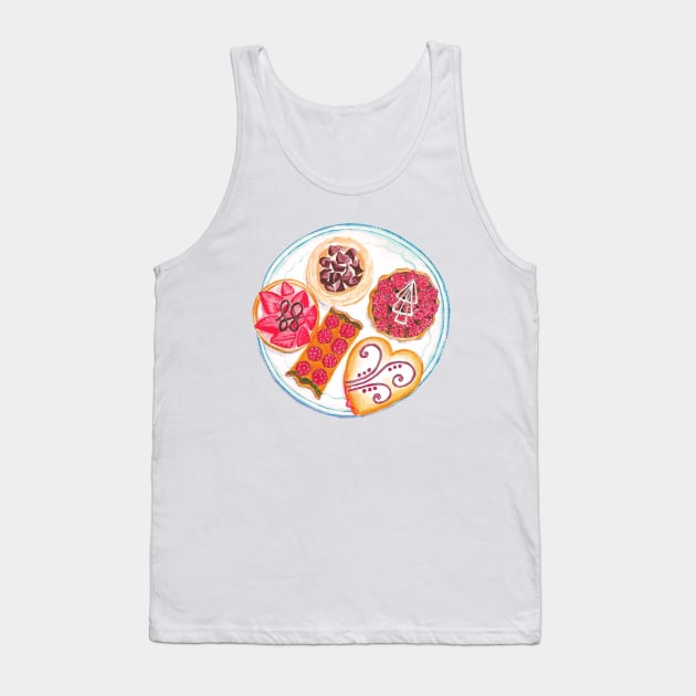 Cakes and Pastries Watercolour | Raspberry Tart | Meringue | Strawberry Tart | Puff Pastry Tank Top by Maddybennettart